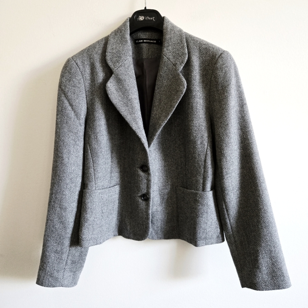 Club Monaco Gray Blazer 100% Wool